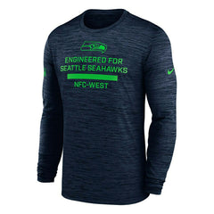 Seattle Seahawks 2025 NFL Sideline Nike Velocity Performance Long Sleeve T-Shirt Navy Classic