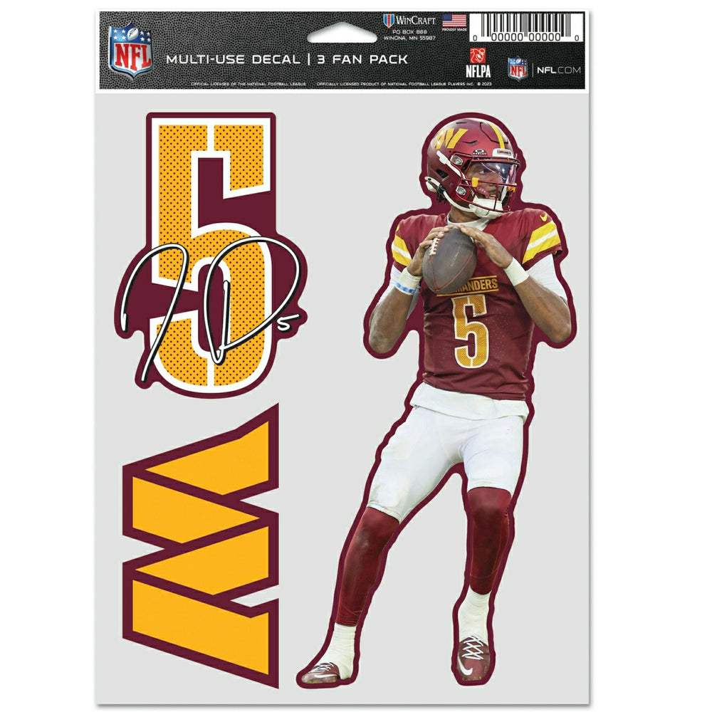 Jayden Daniels #5 Washington Commanders Player NFL Decals Set (3 Pcs.) Taass for sale