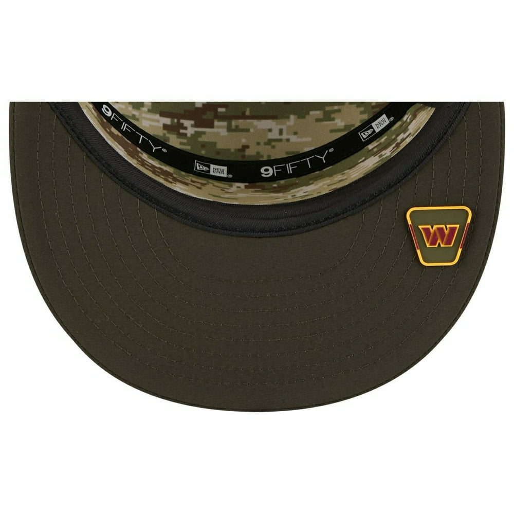 Washington Commanders 2025 NFL Salute to Service 9FIFTY Split Panel Trucker Snap Cap Olive Taass for sale
