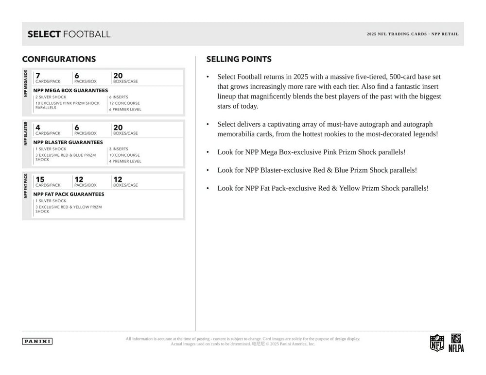 2025 Panini Select Football NFL Mega Box Lifestyle
