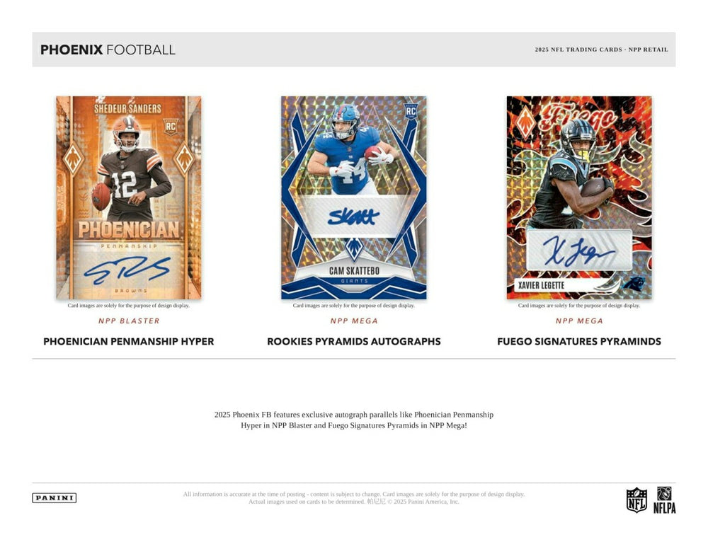 2025 Panini Phoenix Football Hobby NFL Mega Box Taass US