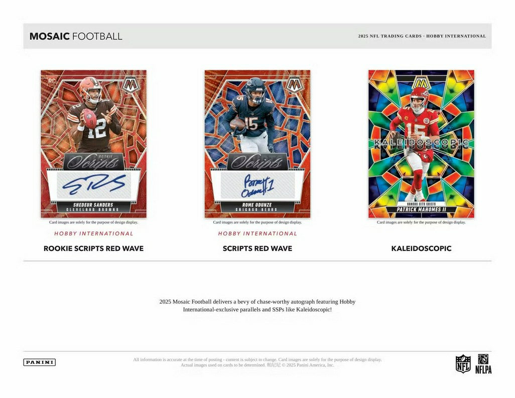 2025 Panini Mosaic Football International Hobby Box Taass sale