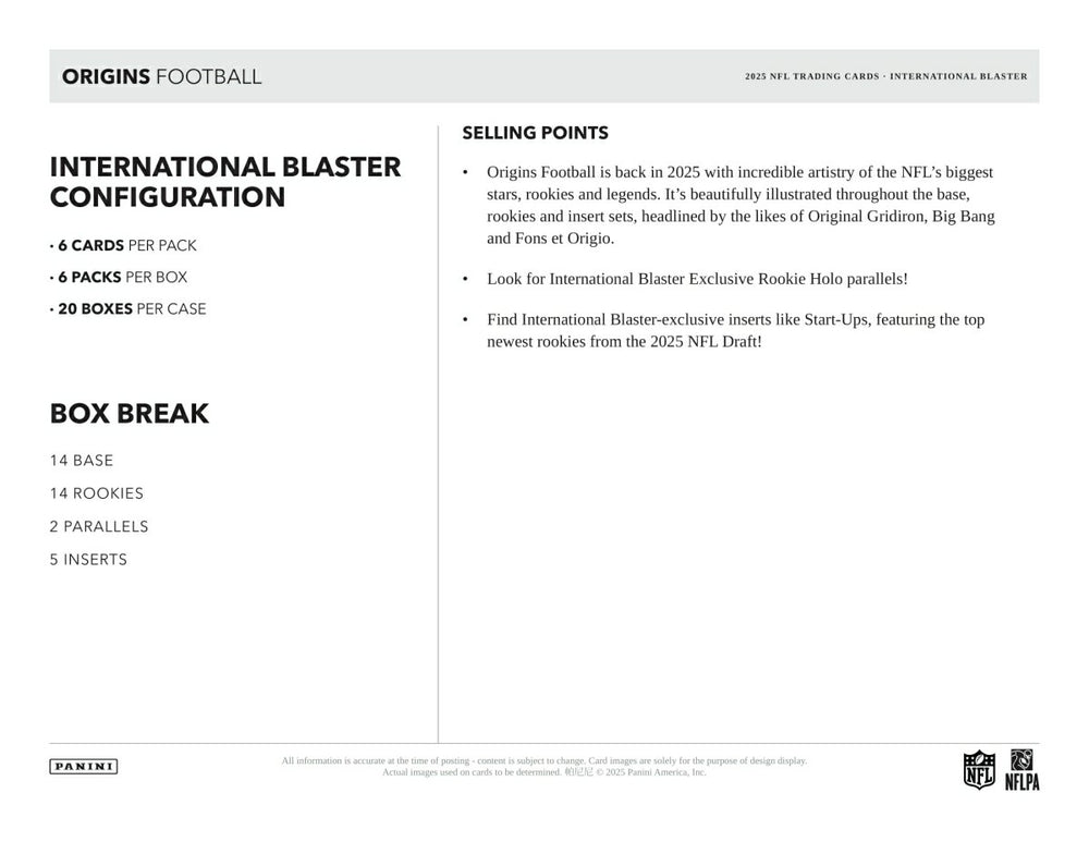 2025 Panini Origins Football NFL International Blaster Box Lifestyle