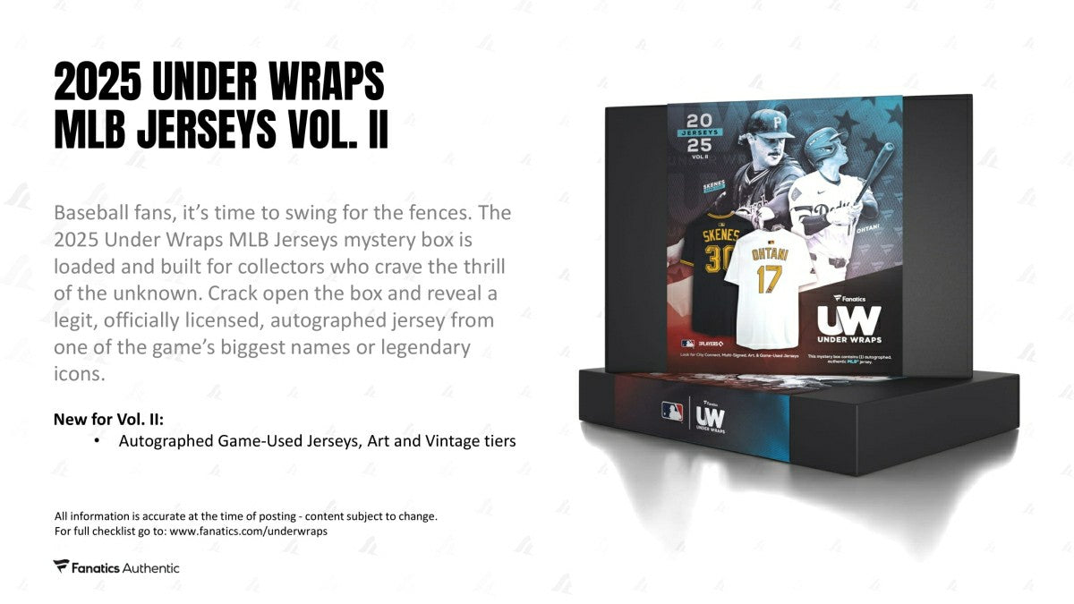 2025 Fanatics Under Wraps MLB Autographed Baseball Jersey Box Vol. 2 Fashion