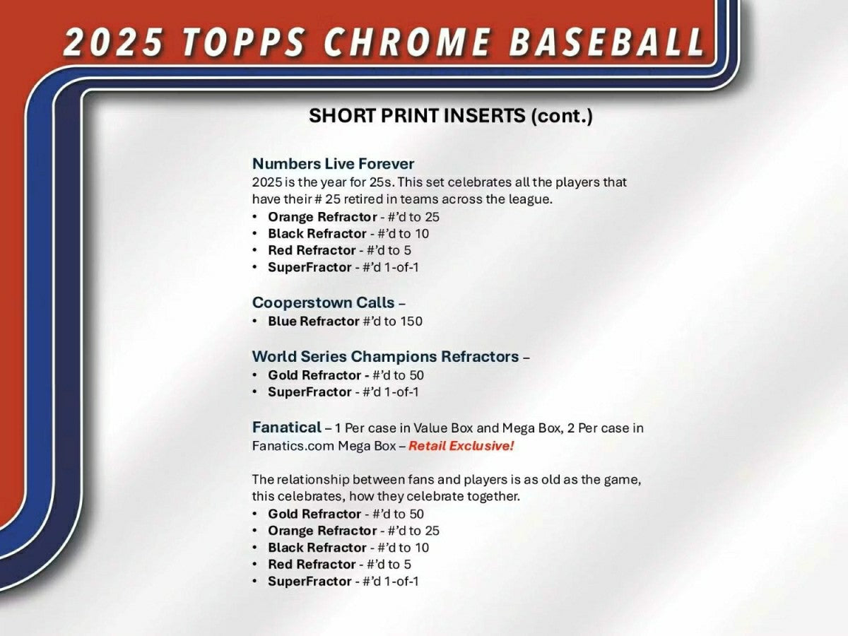 2025 Topps Chrome Baseball MLB Blaster Box Taass US