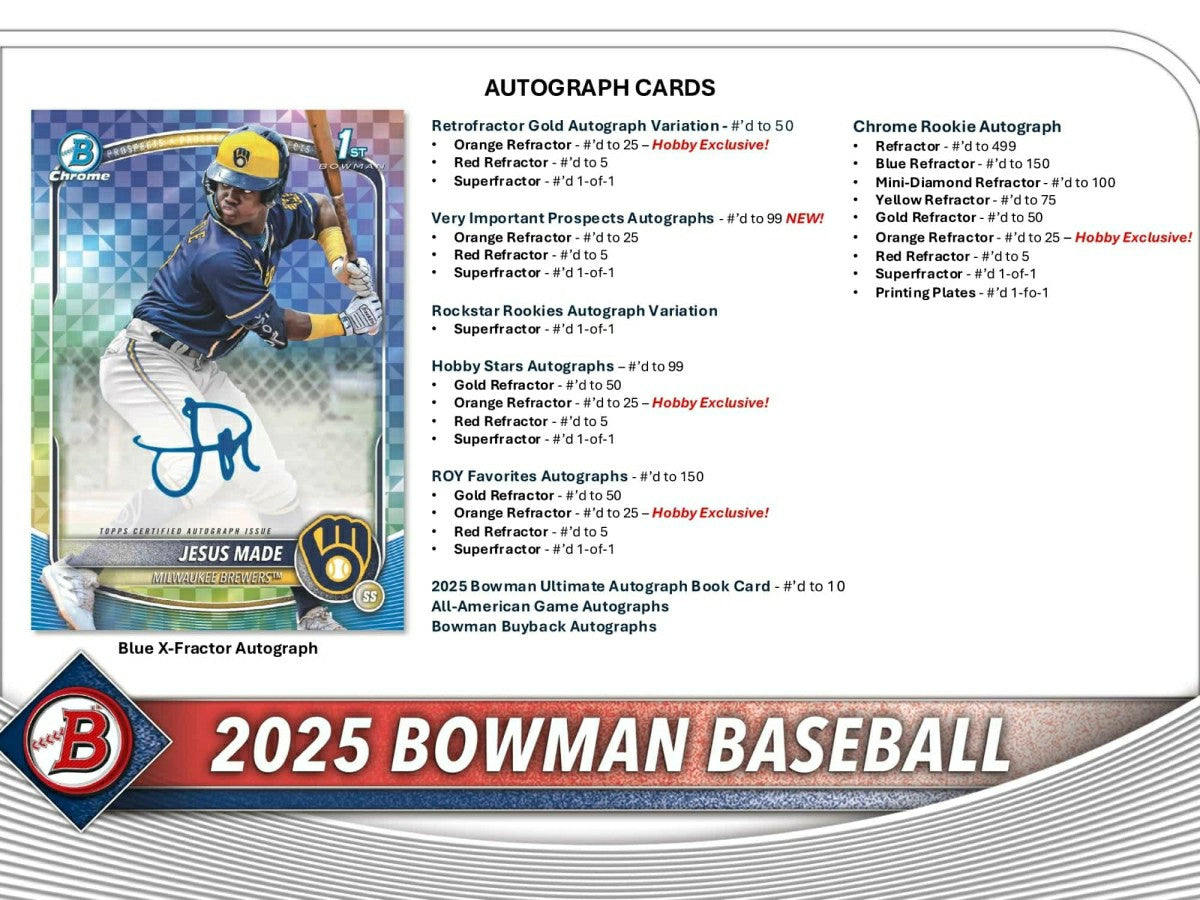2025 Bowman Baseball MLB Hobby Box Lifestyle