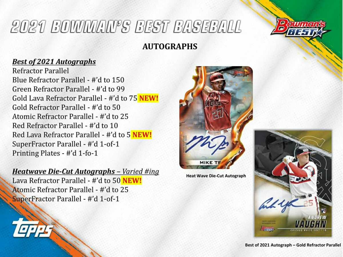 2021 Bowman's Best Baseball Hobby Box MLB Taass US