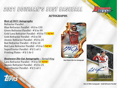 2021 Bowman's Best Baseball Hobby Box MLB Taass US