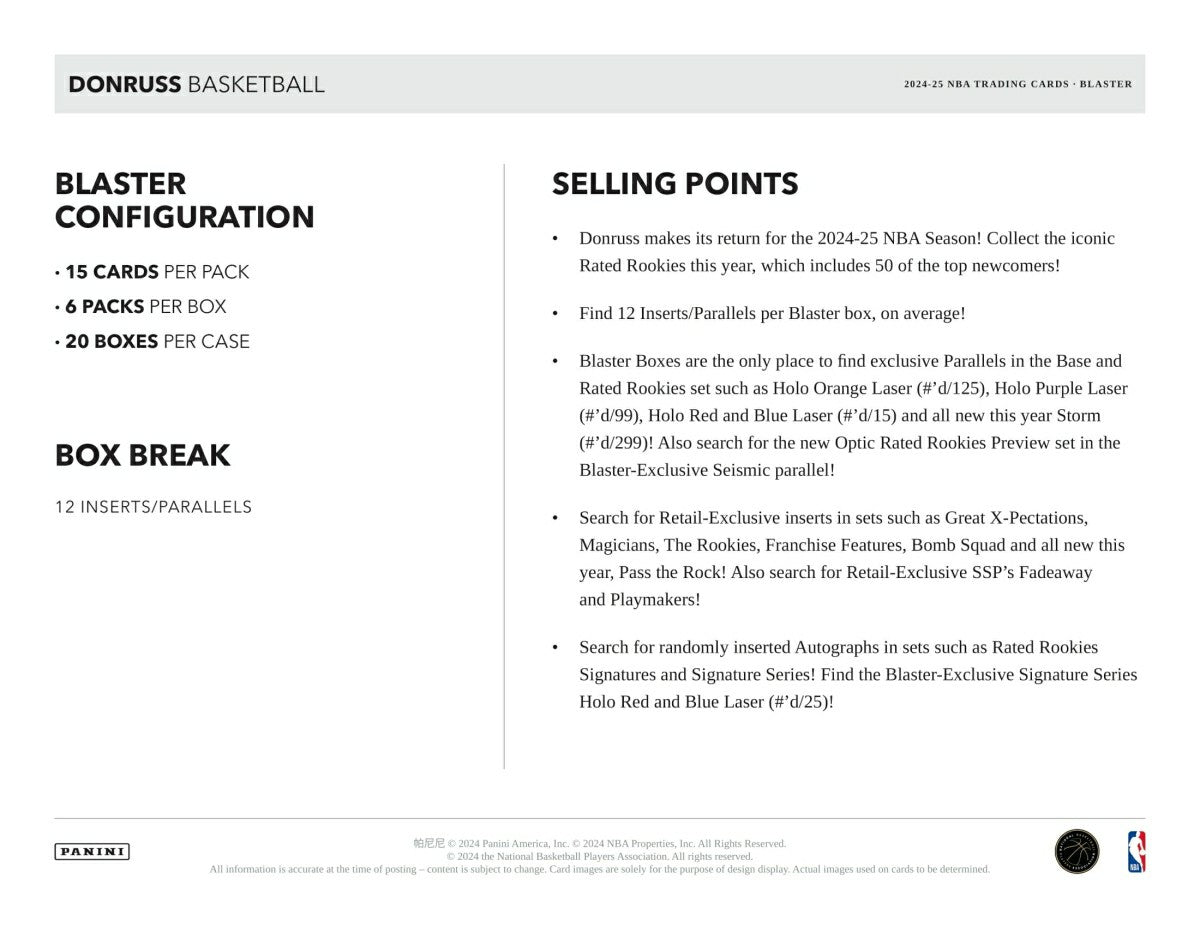 2024/25 Panini Donruss Basketball NBA Blaster Box Fashion