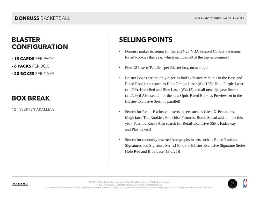 2024/25 Panini Donruss Basketball NBA Blaster Box Fashion
