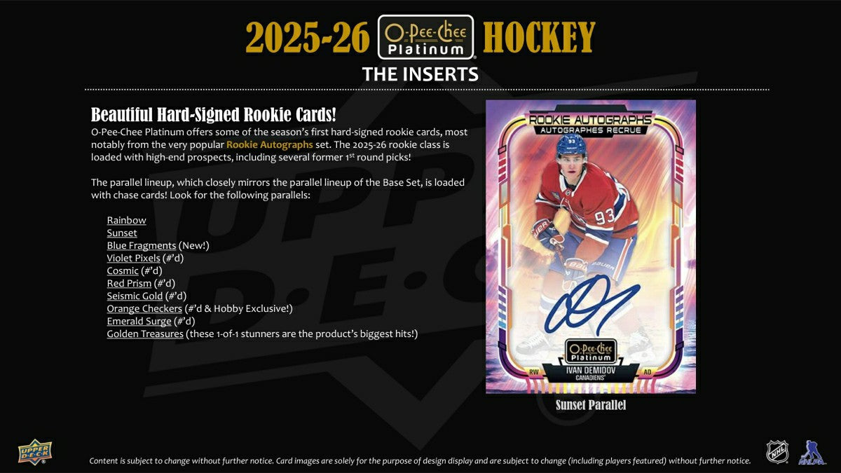 2025/26 Upper Deck O-Pee-Chee Platinum Hockey NHL Hobby Box Fashion