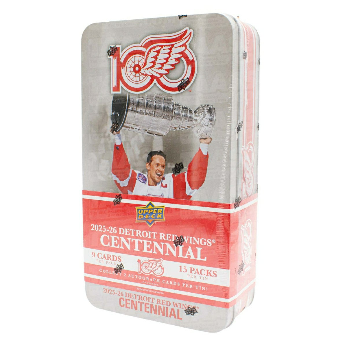 2025/26 Upper Deck Detroit Red Wings 100 Years Centennial Hockey Hobby Tin Box Classic