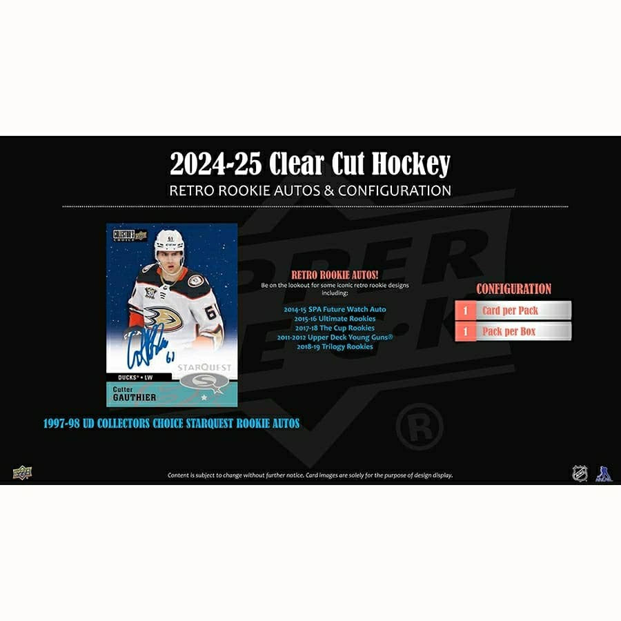 2024/25 Upper Deck Clear Cut Hockey NHL Hobby Box Taass sale