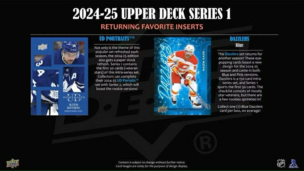 2024/25 Upper Deck Series 1 Hockey NHL Tin Box Lifestyle