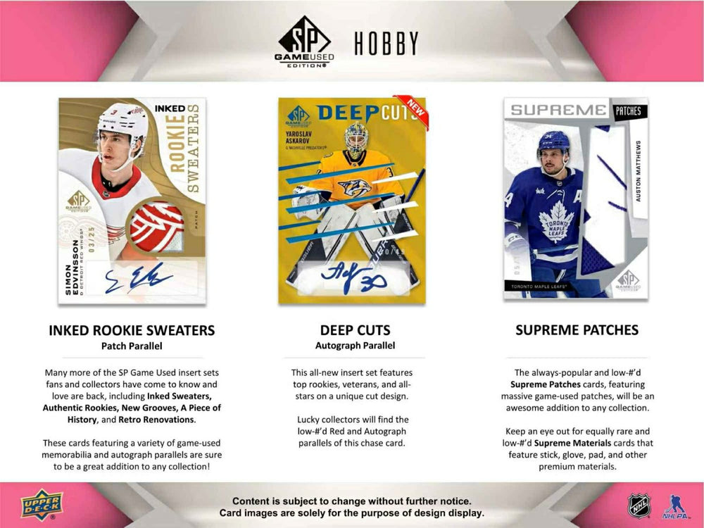 2023/24 Upper Deck SP Game Used Hockey NHL Hobby Box Lifestyle