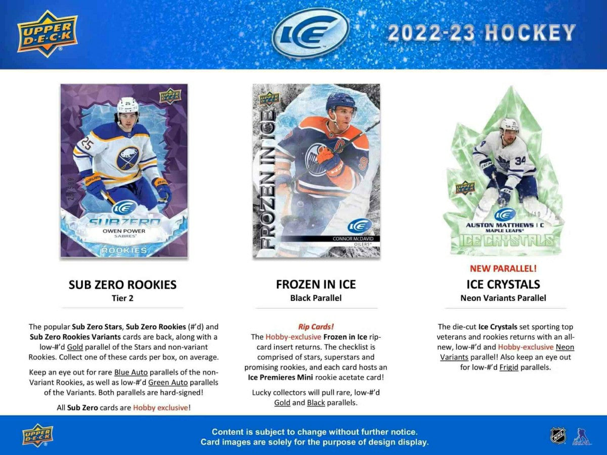 2022/23 Upper Deck Ice NHL Hockey Hobby Box Lifestyle