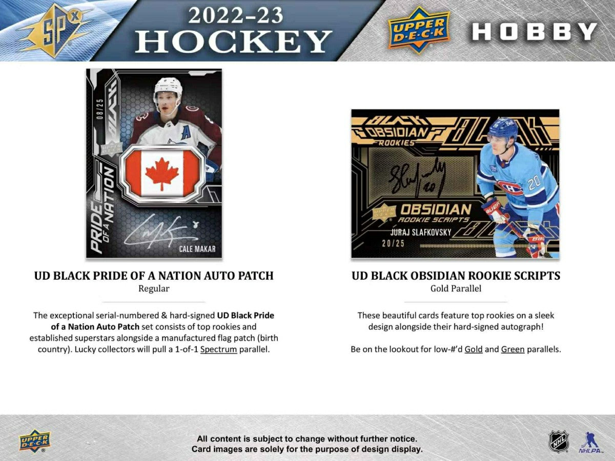 2022/23 Upper Deck SPx Hockey Hobby Box NHL Lifestyle