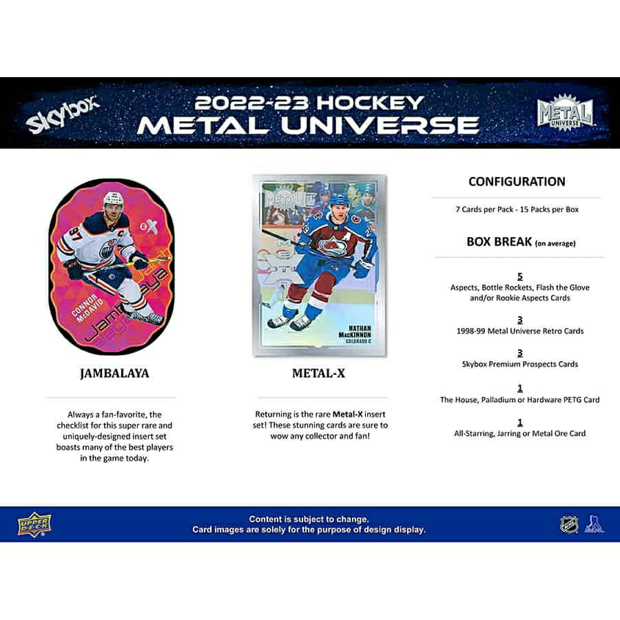 2022/23 Upper Deck Skybox Metal Universe Hockey NHL Hobby Pack Taass for sale