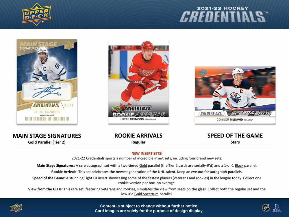 2021/22 Upper Deck Credentials NHL Hockey Hobby Box Classic