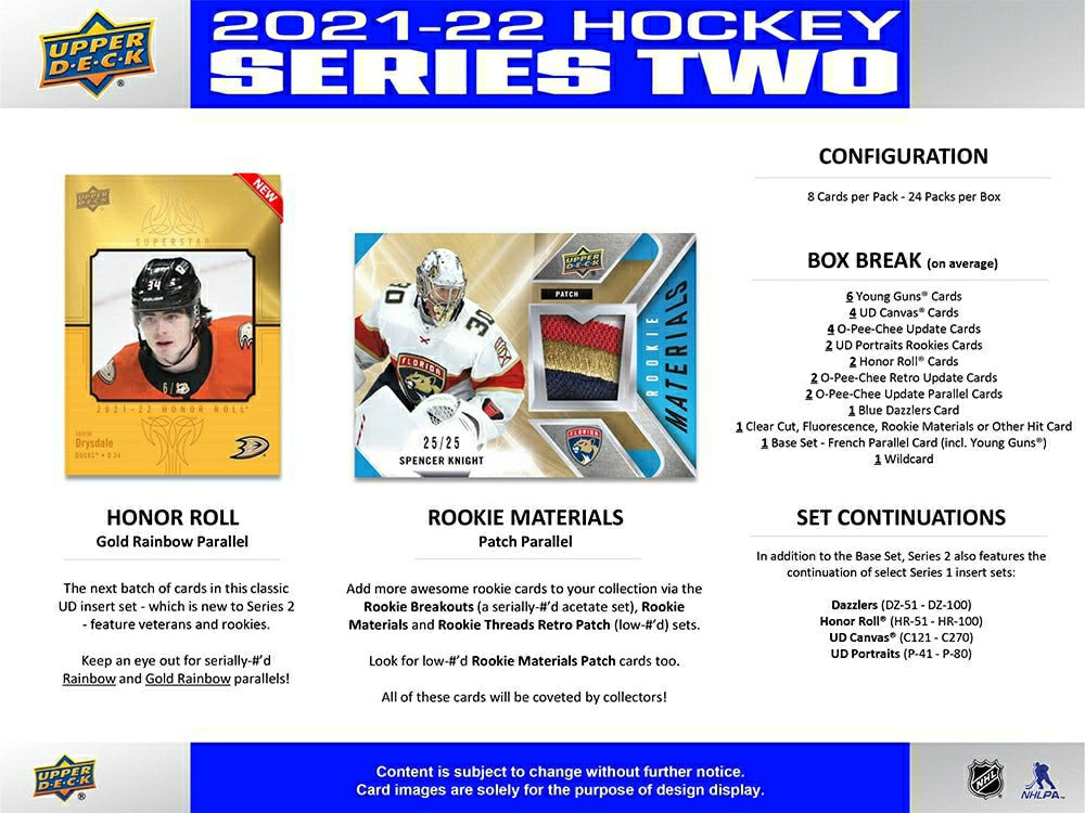 2021/22 Upper Deck Series 2 NHL Hockey Hobby Box Taass for sale