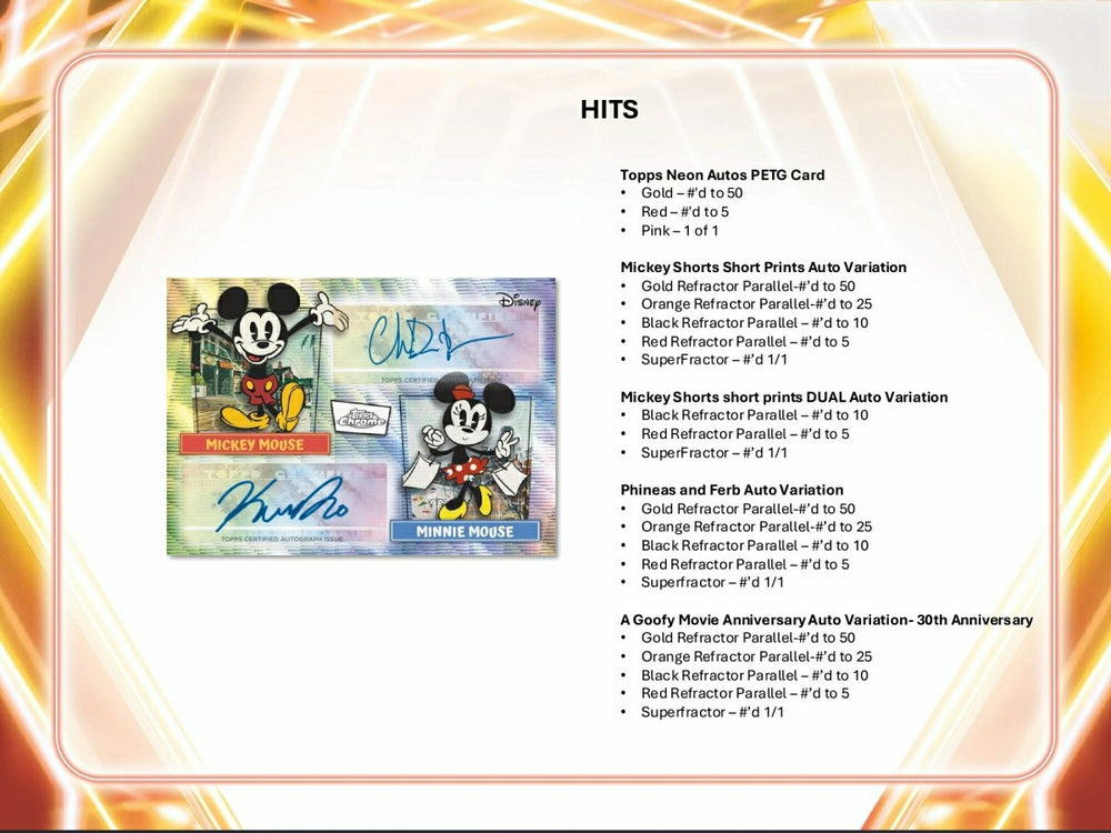 2026 topps Disney NEON Mega Box Classic