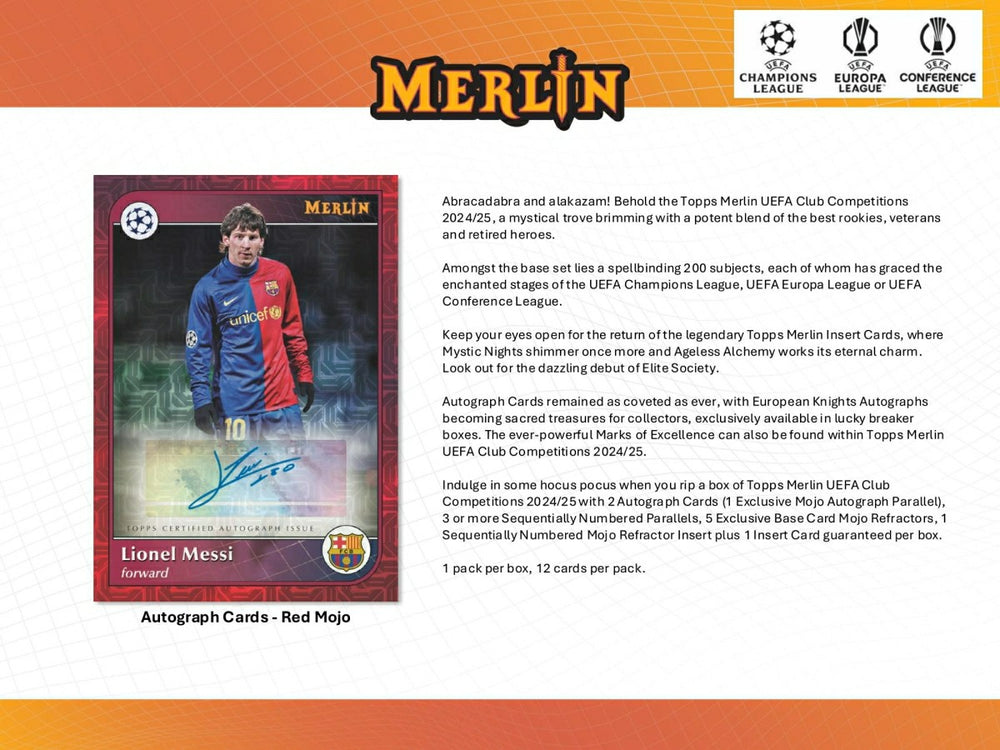 (Live Break) 2024/25 Topps Chrome Merlin UEFA Club Competitions Football Breaker Delight Box Taass sale