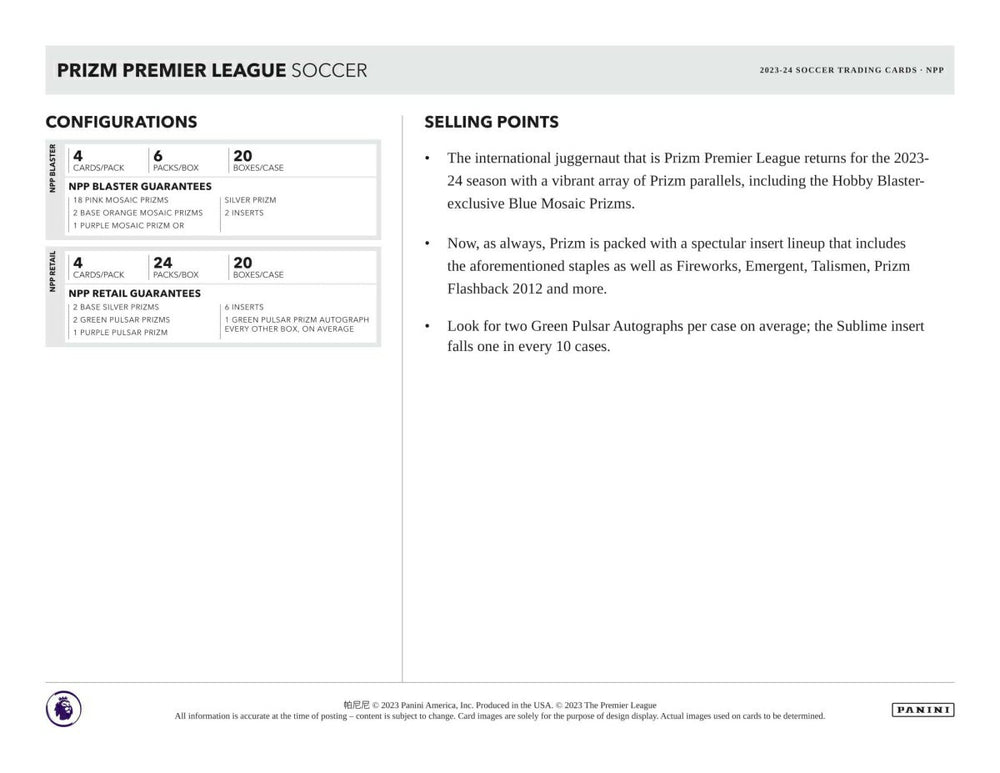 2023/24 Panini Prizm Premier League Soccer EPL Blaster Box Classic