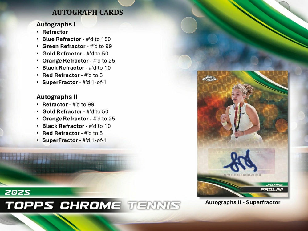 2025 Topps Chrome Tennis Hobby Box Classic