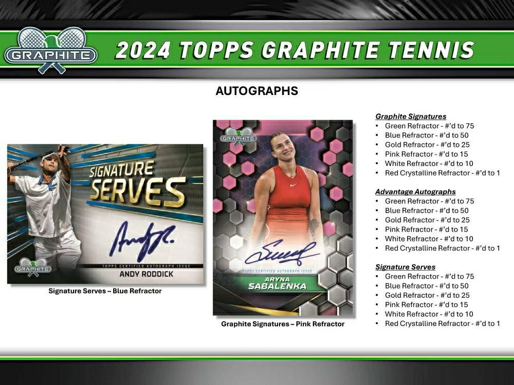 2024 Topps Graphite Tennis Hobby Box Fashion