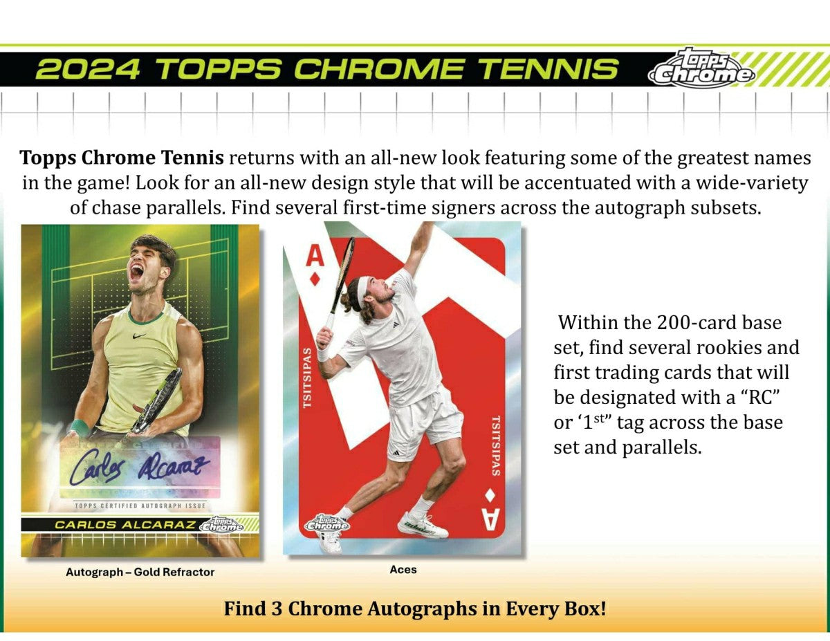 2024 Topps Chrome Tennis Hobby Box Taass sale