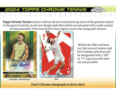 2024 Topps Chrome Tennis Hobby Box Taass sale