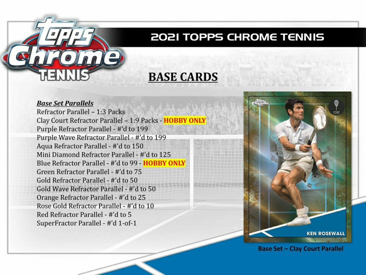 2021 Topps Chrome Tennis Hobby Box Taass for sale
