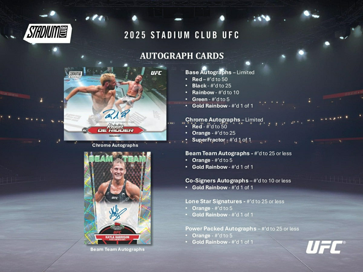 2025 Topps Stadium Club UFC Hobby Box Taass for sale