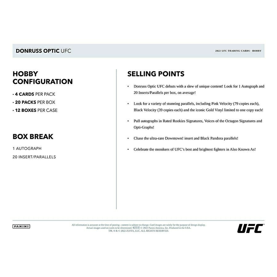 2022 Panini Donruss Optic UFC Hobby Box Lifestyle