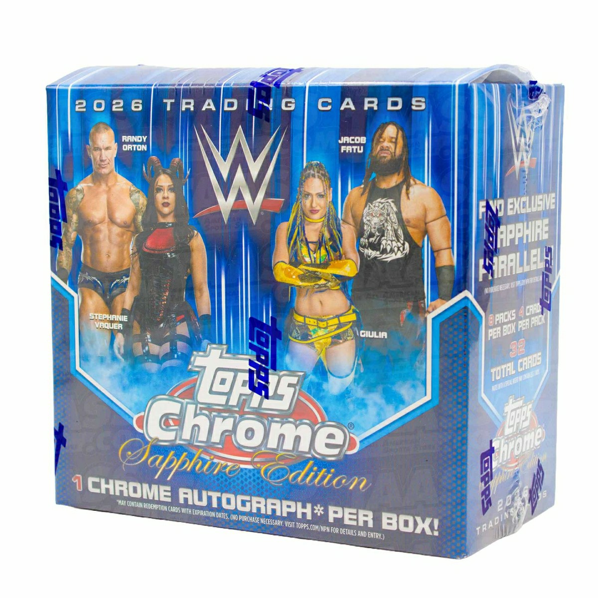 2026 Topps Chrome WWE Sapphire Edition Wrestling Hobby Box Taass US