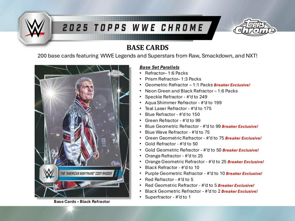 2025 Topps Chrome WWE Wrestling Breaker Delight Box Fashion