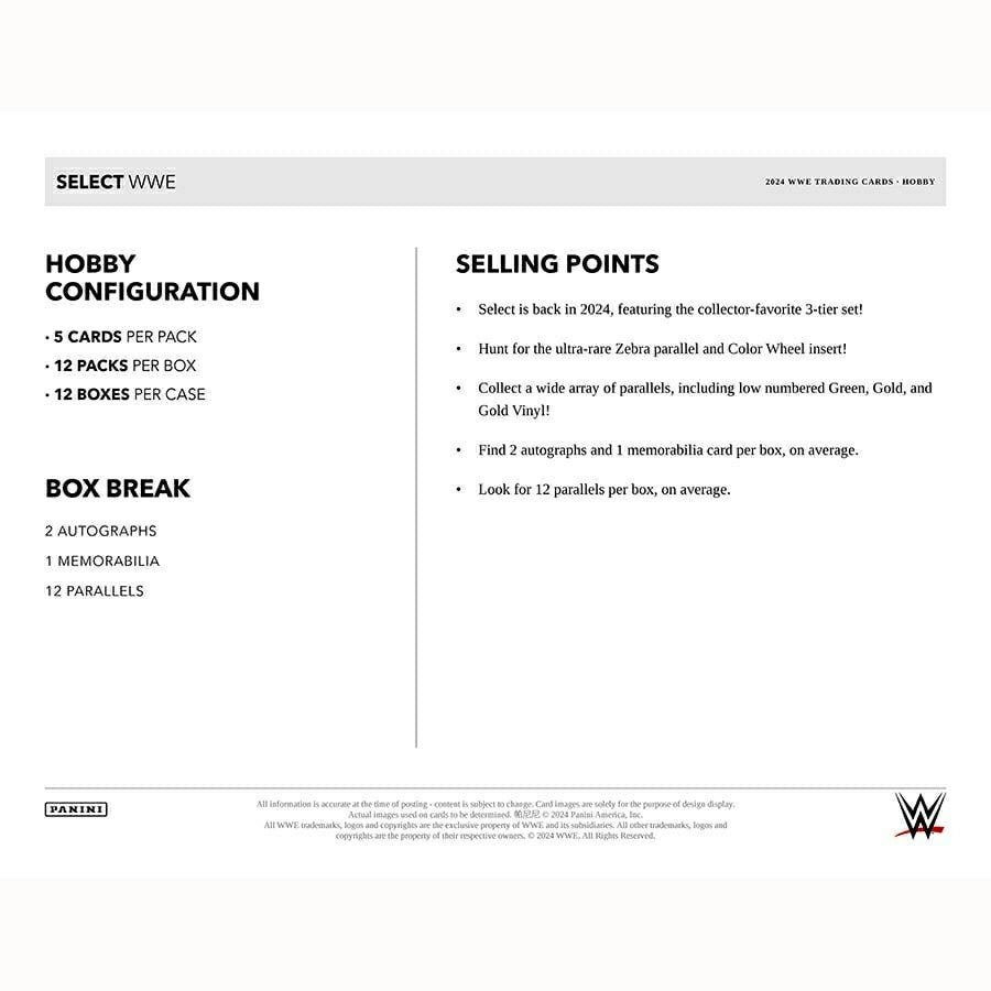 2024 Panini Select WWE Wrestling Hobby Box Taass for sale
