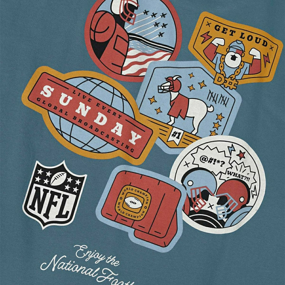 NFL Shield L&L Core '89 Band T-Shirt Blue Taass for sale