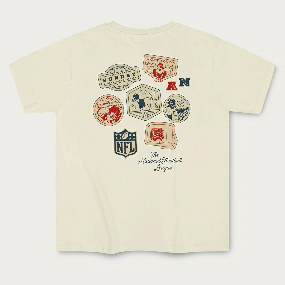NFL Print L&L Core '89 Band T-Shirt Cream Classic