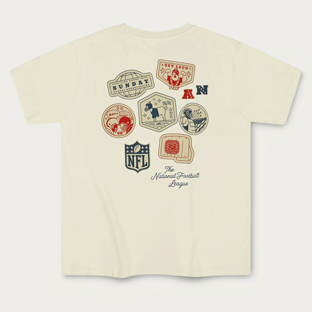 NFL Print L&L Core '89 Band T-Shirt Cream Classic