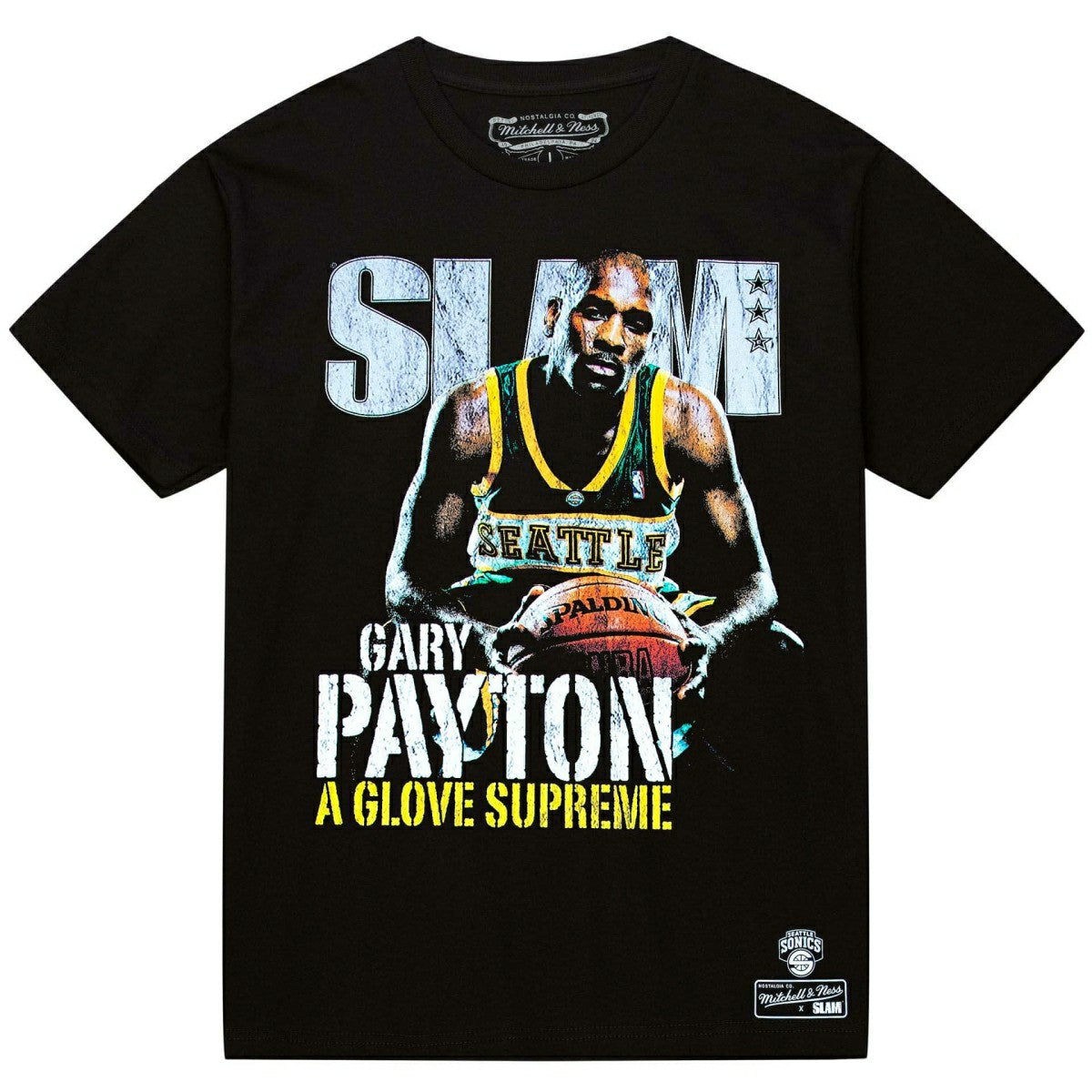 Gary Payton Seattle SuperSonics Slam Cover NBA T-Shirt Black Taass for sale