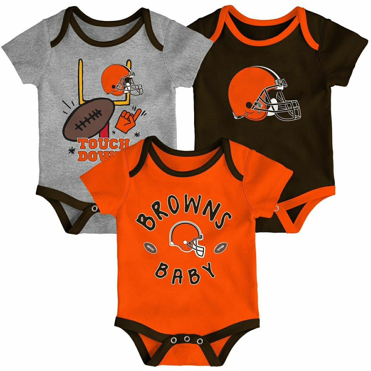 Cleveland Browns Champ NFL Infant Bodysuit Set (3-Piece) Fashion