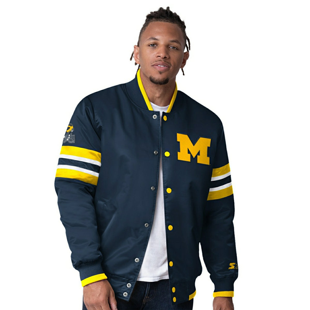 Michigan Wolverines Starter Scout Varsity NCAA Jacket Navy Fashion