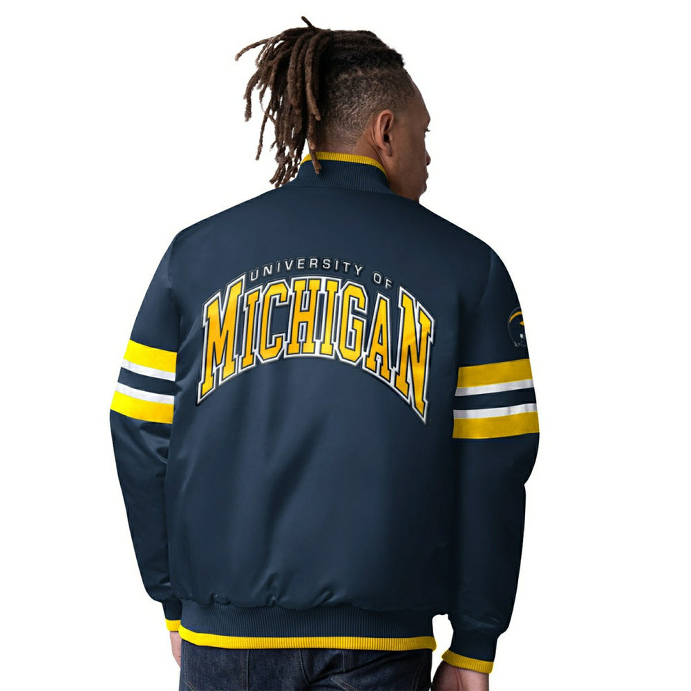 Michigan Wolverines Starter Scout Varsity NCAA Jacket Navy Fashion