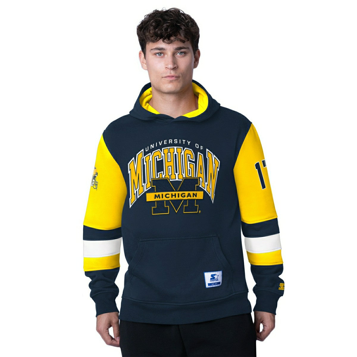 Michigan Wolverines Starter End Zone NCAA Hoodie Navy Fashion