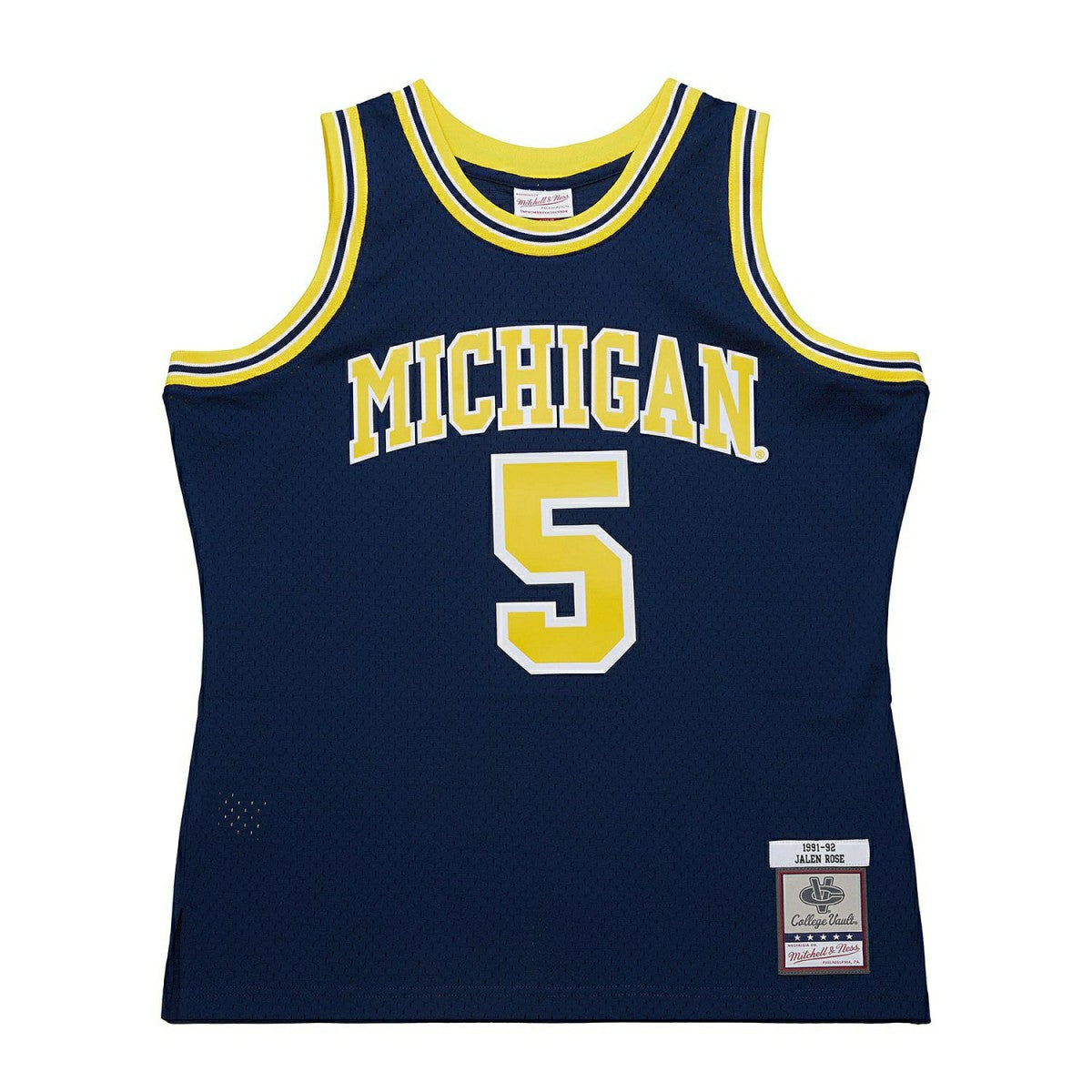 Jalen Rose #5 Michigan Wolverines 1991-92 Mitchell & Ness Swingman NCAA Jersey Navy Taass US