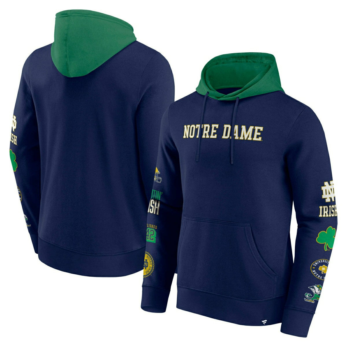 Notre Dame Fighting Irish Colorblock Badge NCAA Hoodie Classic