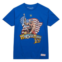 WrestleMania VII Hulk Hogan Mitchell & Ness WWE T-Shirt Blue Classic
