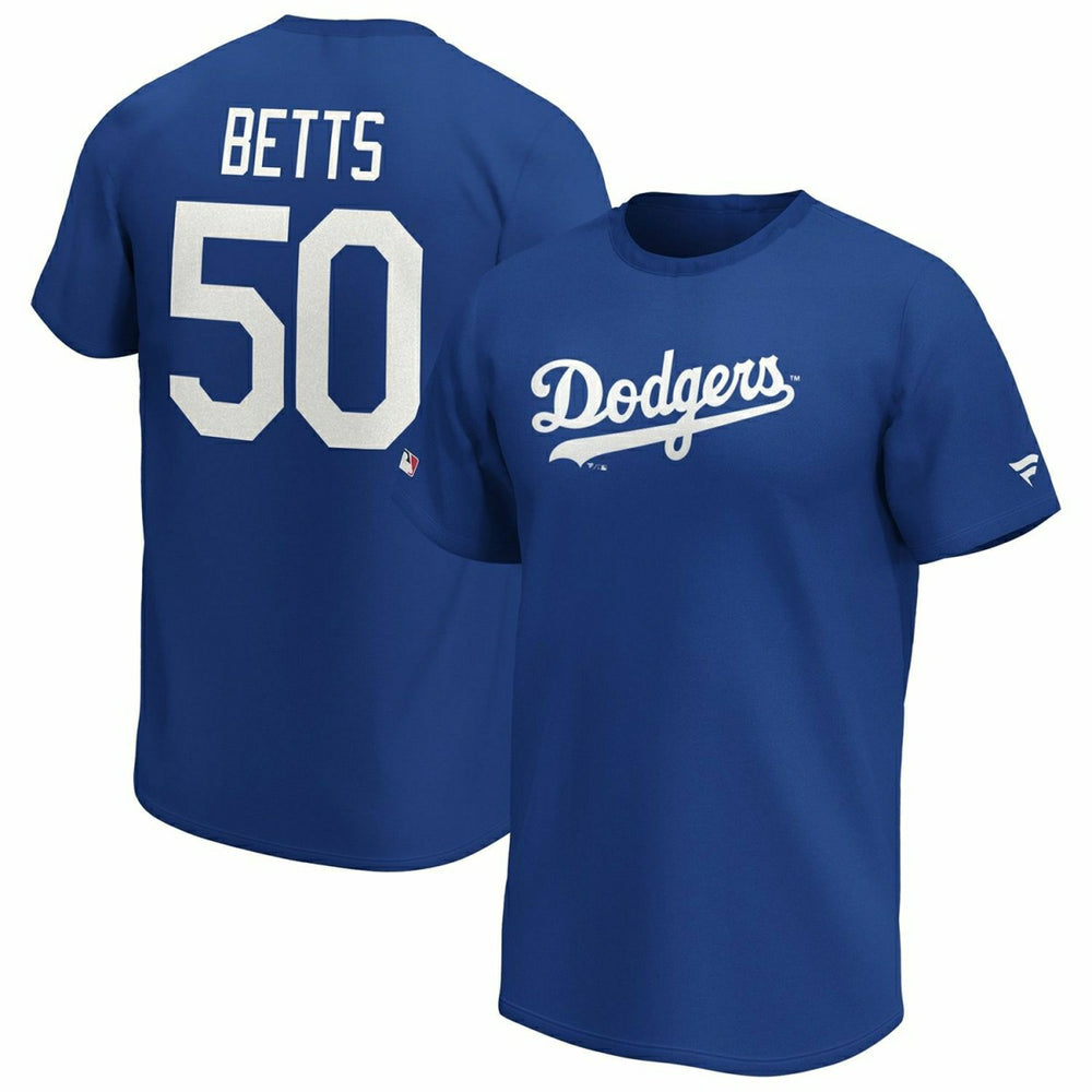 Mookie Betts #50 Los Angeles Dodgers Fanatics Iconic Player MLB T-Shirt Blue Taass for sale