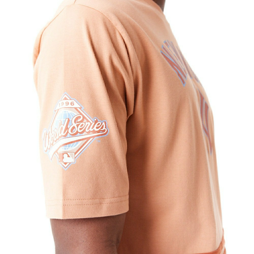 New York Yankees 1996 World Series New Era Oversized MLB T-Shirt Brown Fashion